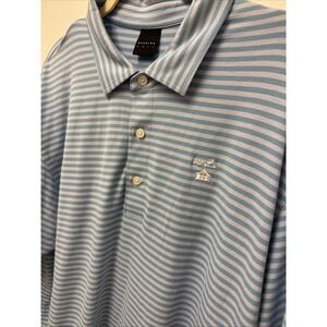 Dunning Golf Mens Striped Polo Shirt Light Blue Maidstone Club Coolmax Large